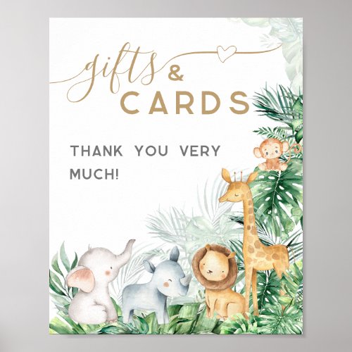 Safari Baby Animals Baby Shower gift and card Poster