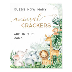 Safari Baby Animals Baby Shower guess game Poster