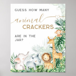 Safari Baby Animals Baby Shower guess game Poster