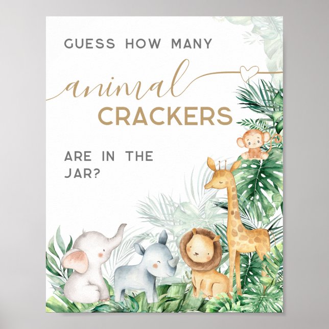 Safari Baby Animals Baby Shower guess game Poster (Front)