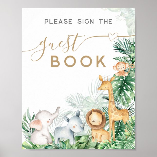 Safari Baby Animals Baby Shower guest book (Front)