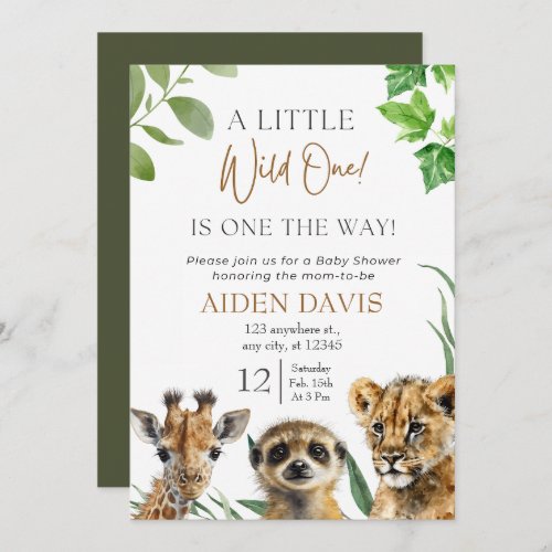 Safari Baby Animals Baby Shower Invitation