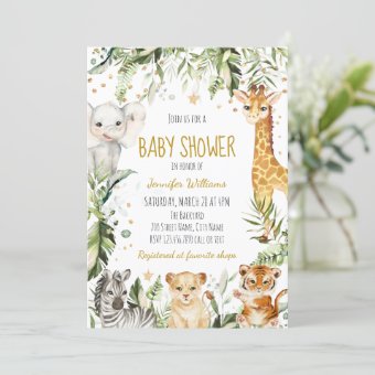 Safari Baby Animals Baby Shower Invitation | Zazzle