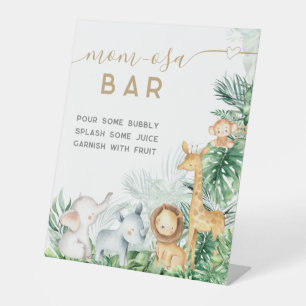Safari Baby Animals Baby Shower Mom-osa bar Pedestal Sign