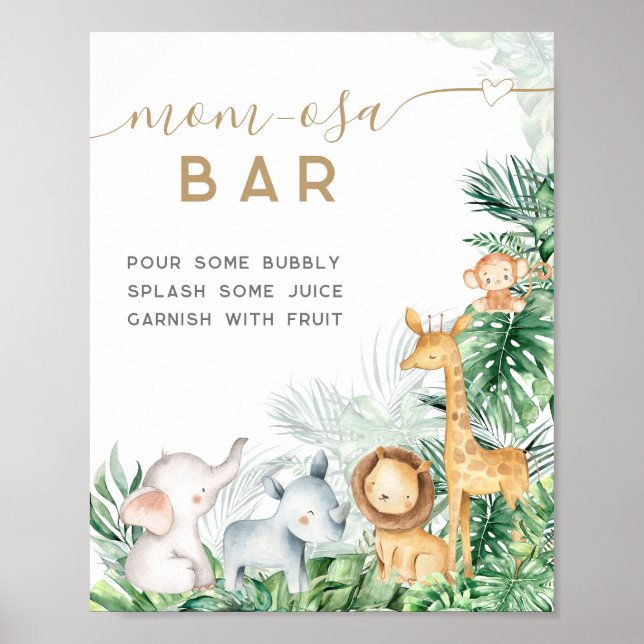 Safari Baby Animals Baby Shower Mom-osa bar Poster (Front)