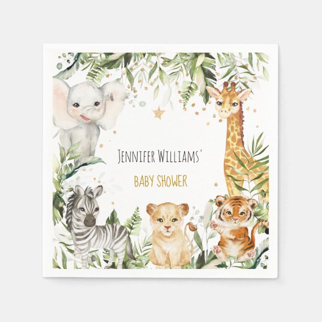 Safari Baby Animals Baby Shower Napkins (Front)
