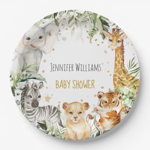 Safari Baby Animals Baby Shower Paper Plates