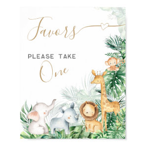 Safari Baby Animals Baby Shower Sweet favors Poster
