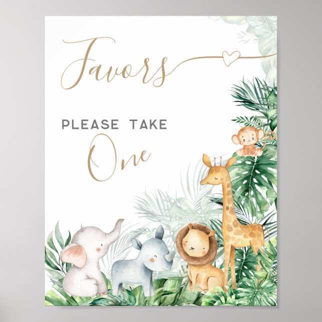 Safari Baby Animals Baby Shower Sweet favors Poster (Front)