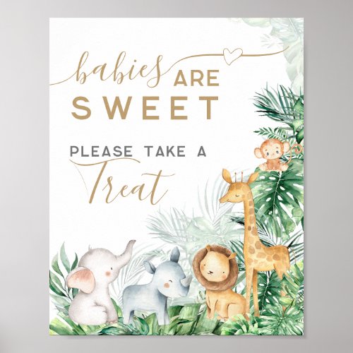 Safari Baby Animals Baby Shower Sweet Treat Poster