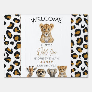Safari Baby Animals Baby Shower Welcome Sign