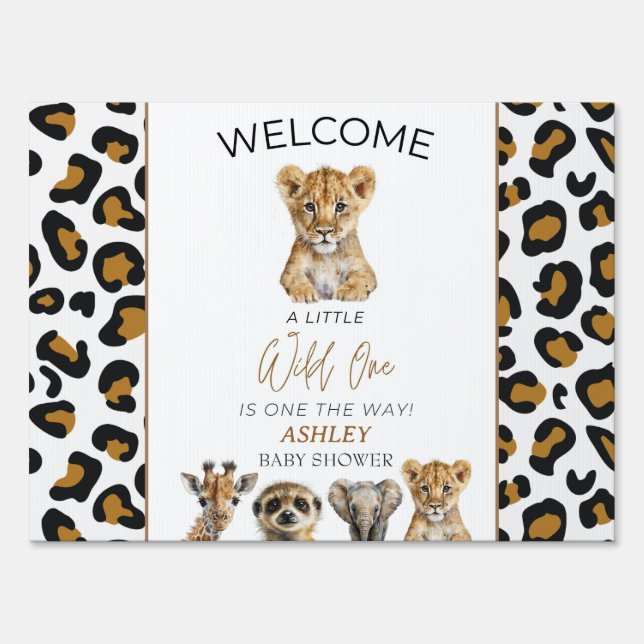 Safari Baby Animals Baby Shower Welcome Sign (Front)