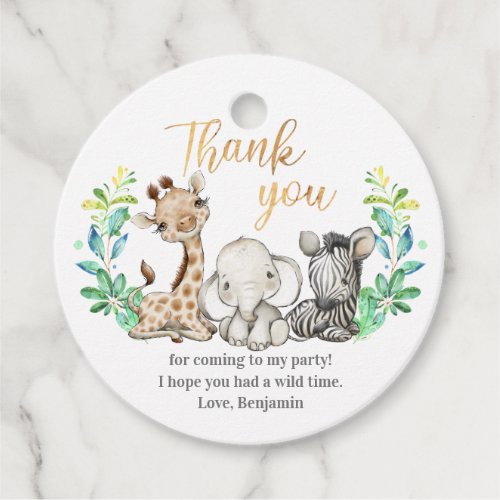 Safari Baby Animals Circle Favor Tags