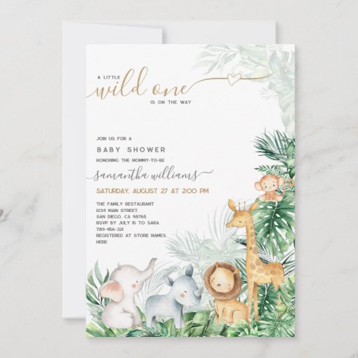 Safari Baby Animals Greenery Baby Shower Invitation | Zazzle