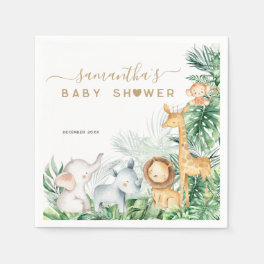 Safari Baby Animals Greenery Baby Shower Napkins