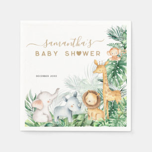 Safari Baby Animals Greenery Baby Shower Napkins