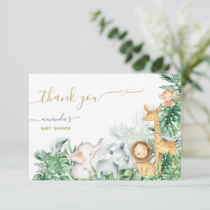 Safari Baby Animals Greenery Baby Shower  Thank You Card