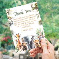 Safari Baby Animals Greenery Baby Shower Thank You