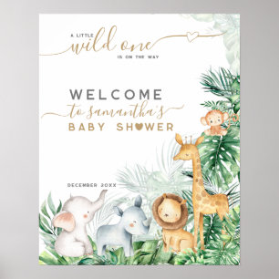 Safari Baby Animals Greenery Baby Shower welcome Poster