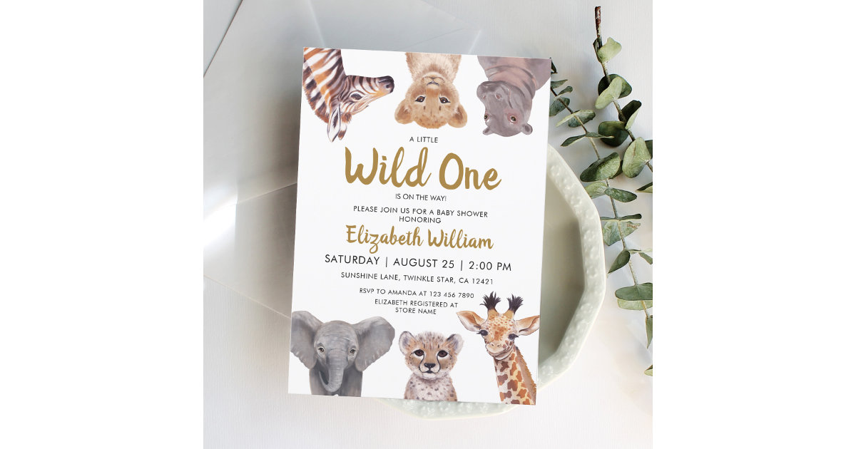 Safari Baby Animals Illustration Baby Shower Invitation | Zazzle