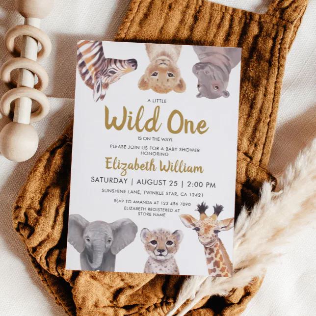 Safari Baby Animals Illustration Baby Shower Invitation | Zazzle