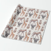 Safari Baby Animals Pattern Personalized  Wrapping Paper (Unrolled)