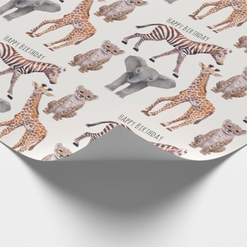 Safari Baby Animals Pattern Personalized  Wrapping Paper