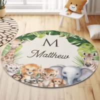Safari baby animals personalized name monogram