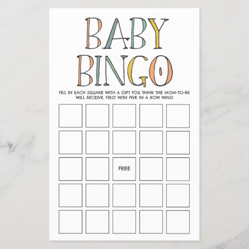 Safari Baby Bingo Game Flyer