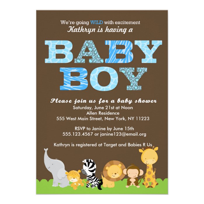 Safari Baby Boy Shower Invitation