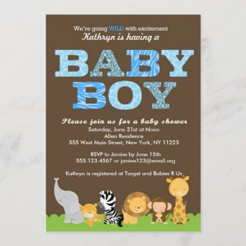 Safari Baby Boy Shower Invitation by seasidepapercompany at Zazzle