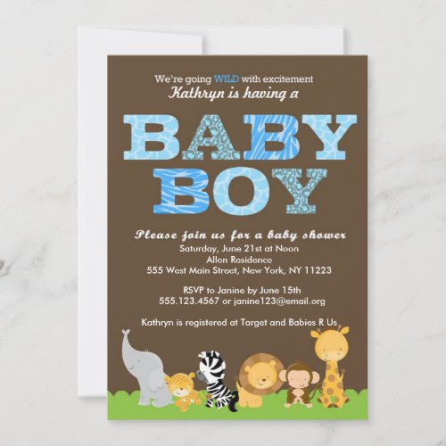 Safari Baby Boy Shower Invitation