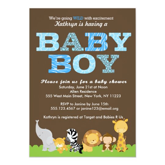 Safari Baby Boy Shower Invitation