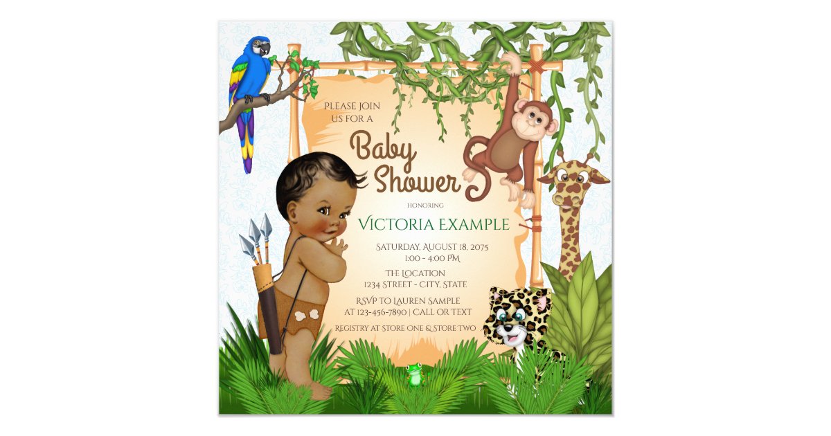 Safari Baby Boy Shower Invitations
