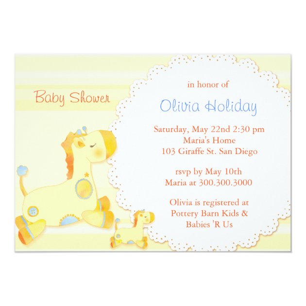 Safari Baby Giraffe Baby Shower Invitation