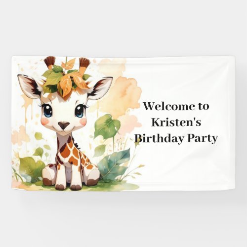 Safari Baby Giraffe Wild Adventure Birthday Banner