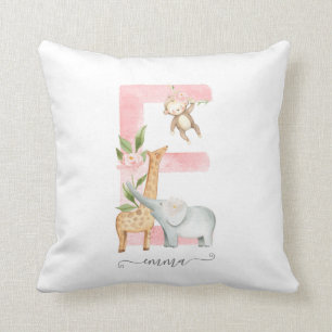 Safari Baby Girl Nursery Throw Pillow