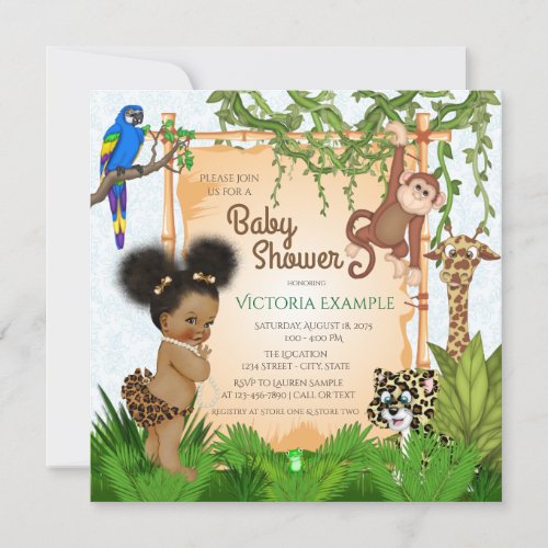 Safari Baby Girl Shower Invitations