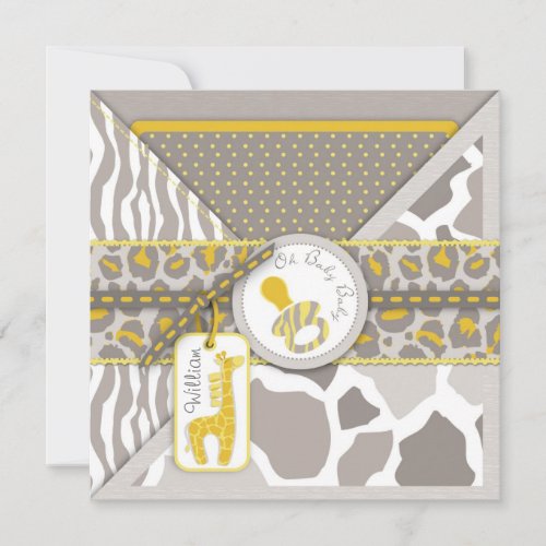 Safari Baby Invitation Square