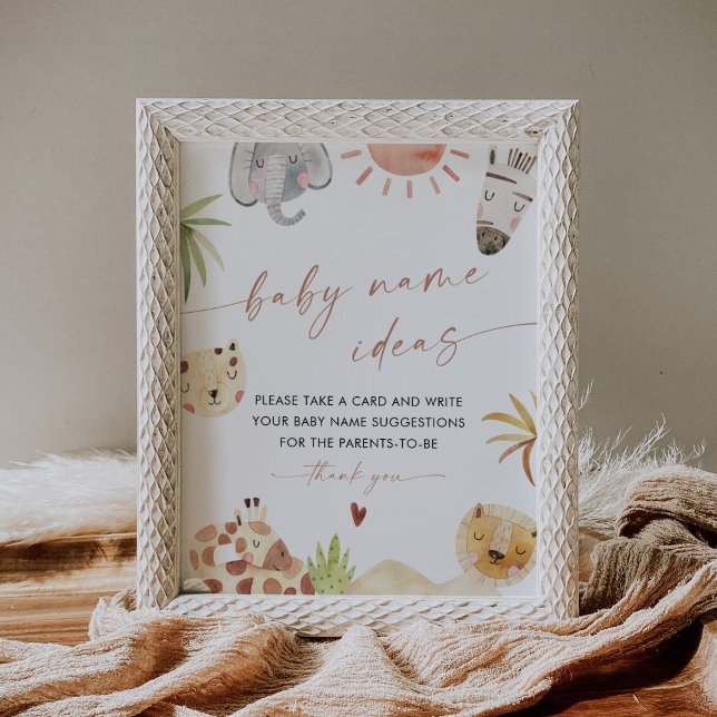 SAFARI Baby Name Ideas Game Sign (Creator Uploaded)