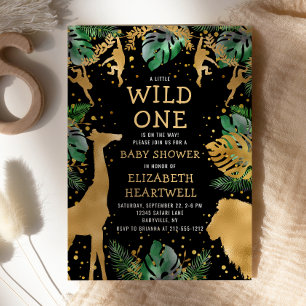 Safari Baby Shower Black Gold Invitation