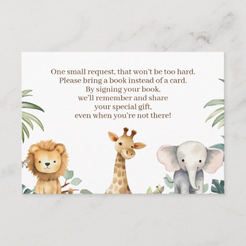 Safari Baby Shower Book Request Card