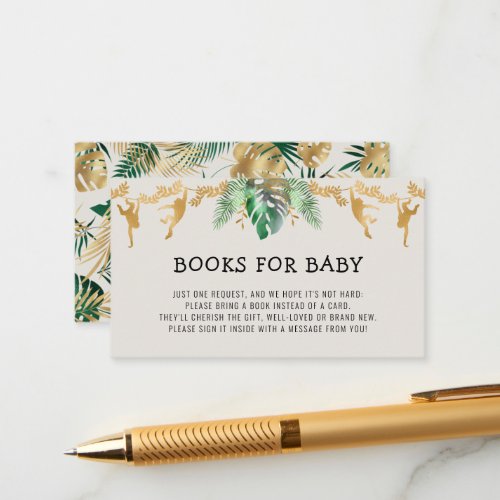 Safari Baby Shower Book Request Green Gold Ecru Enclosure Card