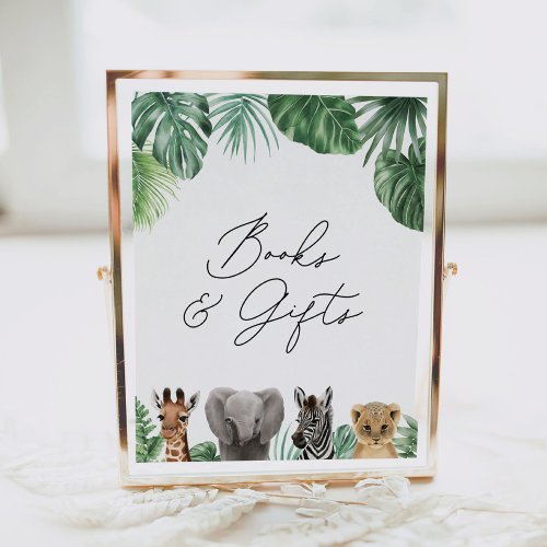 Safari Baby Shower Books and Gifts Sign