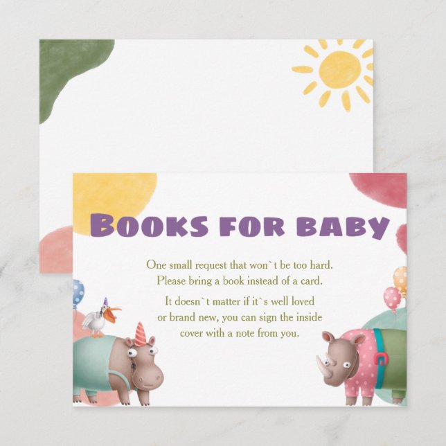 Safari Baby Shower Books For Baby Card (Front/Back)