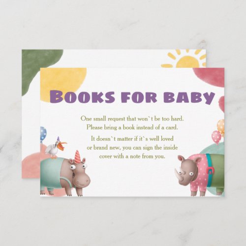 Safari Baby Shower Books For Baby Card