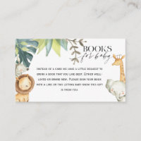 Safari Baby Shower books for baby insert card