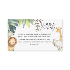 Safari Baby Shower books for baby insert card