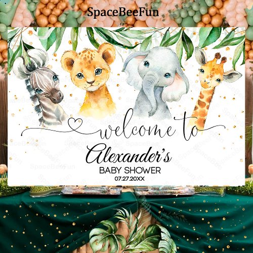 Safari Baby Shower Boy Backdrop Banner Welcome sig