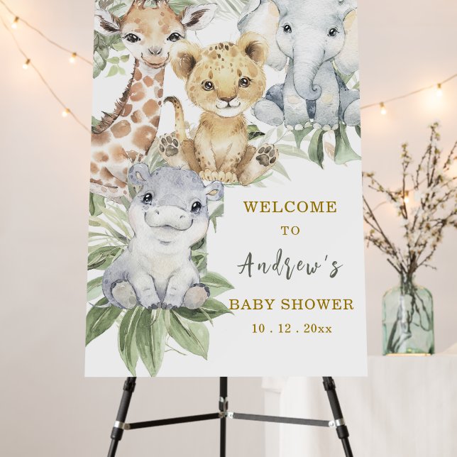 Safari Baby Shower Boy or Girl Welcome Sign (In Situ (Stand))